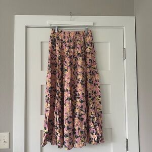 Tuckernuck Pink Floral Tiered Maxi Skirt